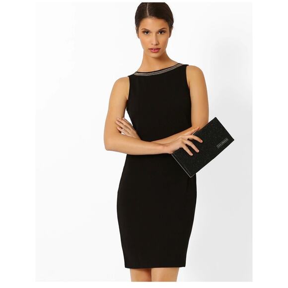 Betsey Johnson Luxe boucle black dress gold braided trim virgin wool size medium - Picture 1 of 12